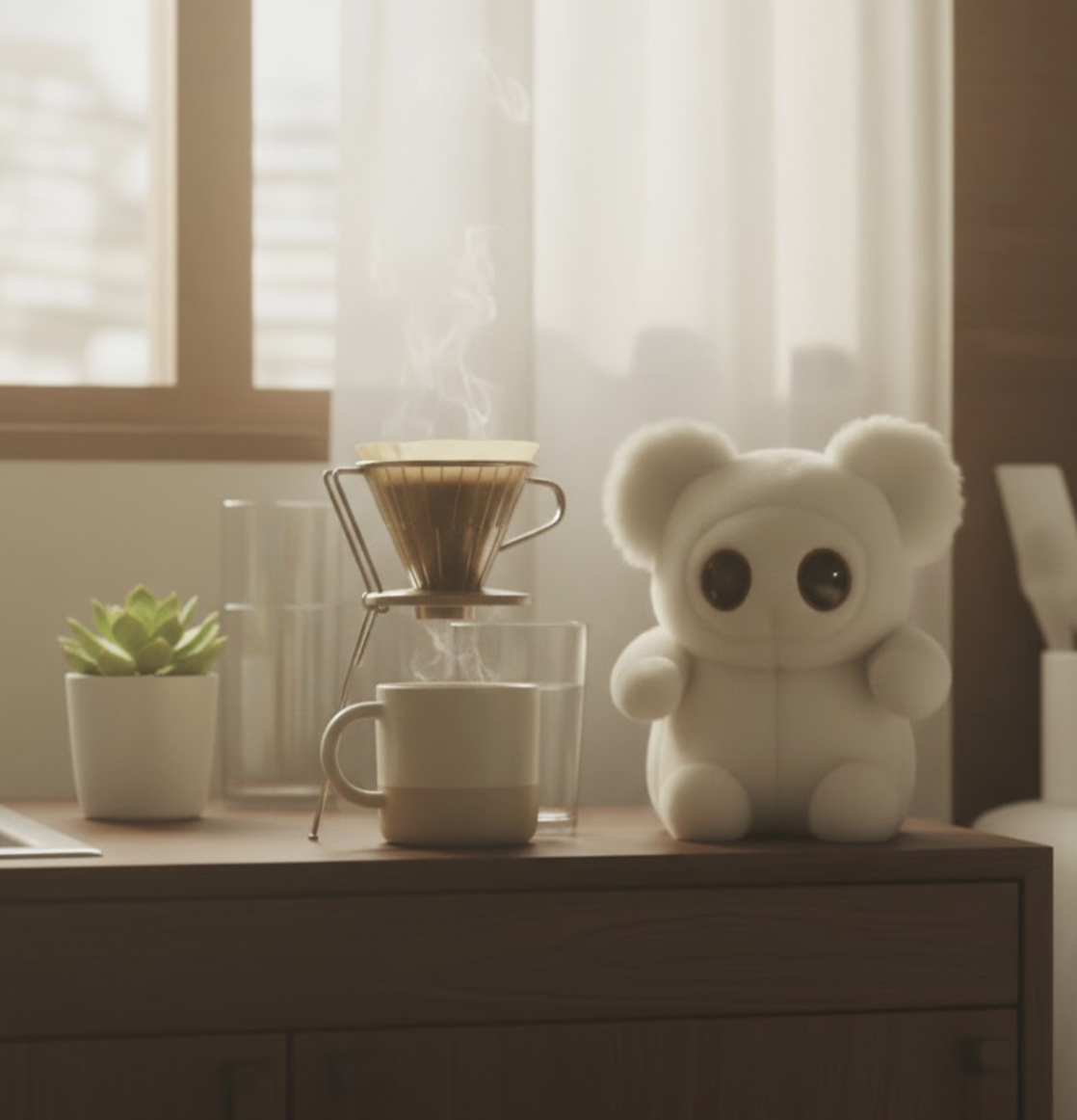 HueBot in kitchen during coffee time